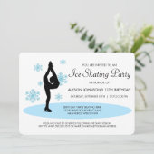 Blue Snowflakes Ice Skating Party Invitation Kaart (Staand voorkant)