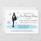 Blue Snowflakes Ice Skating Party Invitation Kaart (Voorkant)