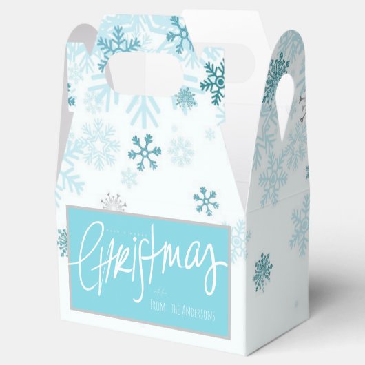 Blue Snowflakes kerst Bedankdoosjes (Geopend)