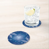 Blue Snowflakes kerst Ronde Kartonnen Onderzetter (Insitu)