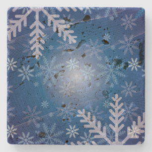 Blue Snowflakes kerst Stenen Onderzetter