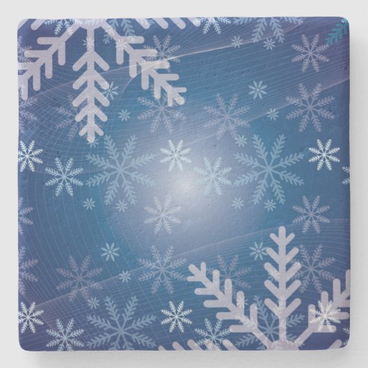 Blue Snowflakes kerst Stenen Onderzetter (Voorkant)