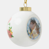 Blue Snowflakes kerstliefde Persoonlijke foto Keramische Bal Ornament (Links)