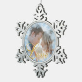 Blue Snowflakes kerstliefde Persoonlijke foto Tin Sneeuwvlok Ornament (Rechts)