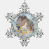 Blue Snowflakes kerstliefde Persoonlijke foto Tin Sneeuwvlok Ornament (Voorkant)