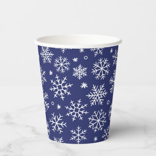 Blue Snowflakes kerstpatroon Papieren Bekers (Achterkant)