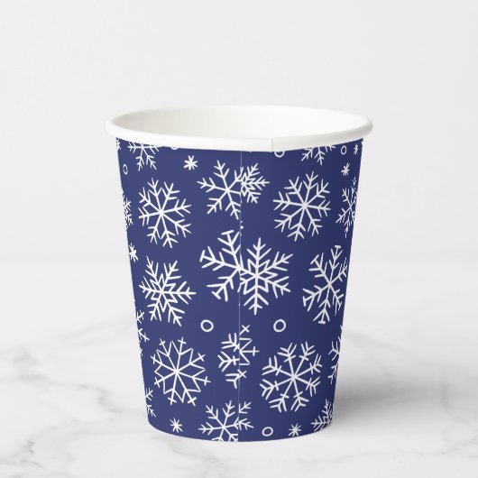 Blue Snowflakes kerstpatroon Papieren Bekers (Rechts)