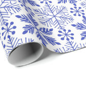 Blue Snowflakes Kerstvakantie Winter Gift Cadeaupapier (Rol Hoek)
