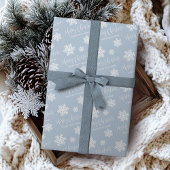 Blue Snowflakes Merry Kerstscript Aangepast Cadeaupapier