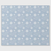 Blue Snowflakes Merry Kerstscript Aangepast Cadeaupapier (Vlak)