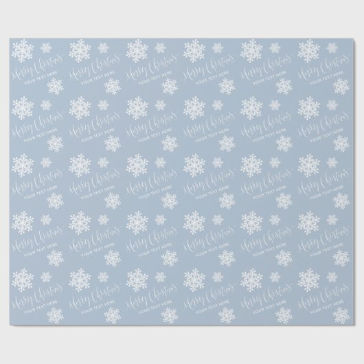 Blue Snowflakes Merry Kerstscript Aangepast Cadeaupapier (Vlak)