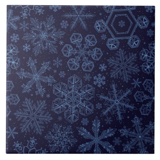 Blue Snowflakes on blue Tegeltje (Voorkant)