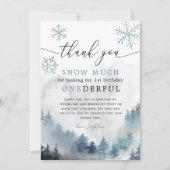 Blue Snowflakes ONEderful 1st Birthday Bedankkaart (Voorkant)