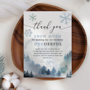 Blue Snowflakes ONEderful 1st Birthday Bedankkaart
