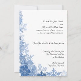 Blue Snowflakes op White Wedding Invitation Kaart