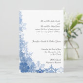 Blue Snowflakes op White Wedding Invitation Kaart (Staand voorkant)