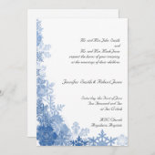 Blue Snowflakes op White Wedding Invitation Kaart (Voorkant / Achterkant)