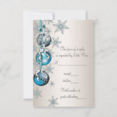 Blue Snowflakes Ornamenten Kerstfeest RSVP (Achterkant)