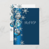 Blue Snowflakes Ornamenten Kerstfeest RSVP (Voorkant / Achterkant)