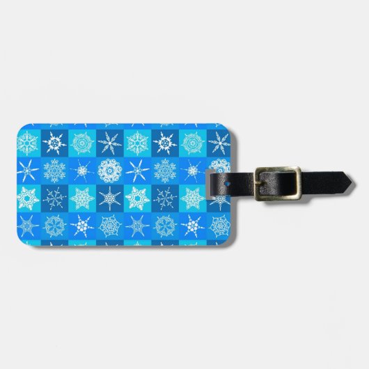 Blue Snowflakes Patroon Bagagelabel (Voorkant horizontaal)