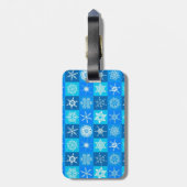 Blue Snowflakes Patroon Bagagelabel (Achterkant verticaal)