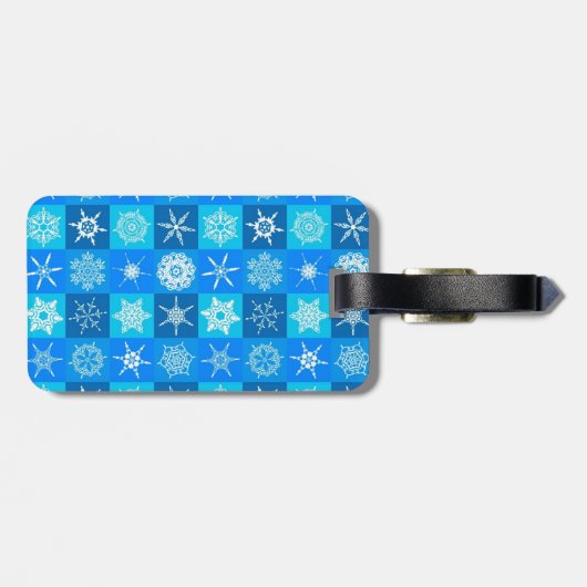 Blue Snowflakes Patroon Bagagelabel (Achterkant horizontaal)