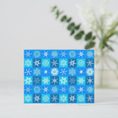 Blue Snowflakes Patroon Briefkaart (Staand voorkant)
