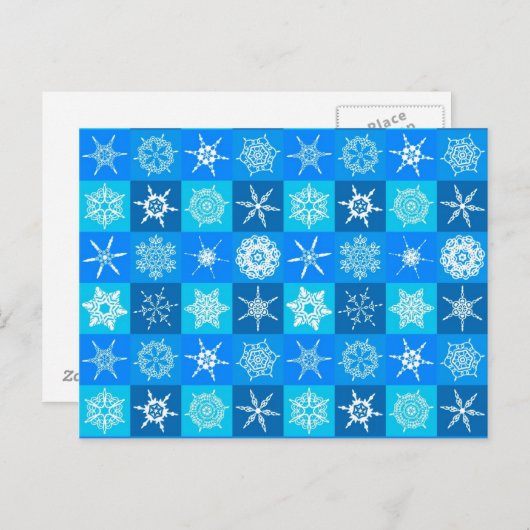 Blue Snowflakes Patroon Briefkaart (Voorkant / Achterkant)
