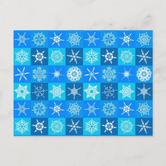 Blue Snowflakes Patroon Briefkaart (Voorkant)
