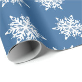 Blue Snowflakes Patroon Cadeaupapier (Rol Hoek)