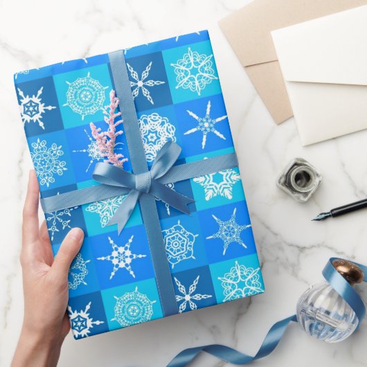Blue Snowflakes Patroon Cadeaupapier (Geschenken)