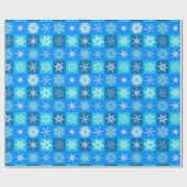 Blue Snowflakes Patroon Cadeaupapier (Vlak)