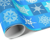 Blue Snowflakes Patroon Cadeaupapier (Rol Hoek)