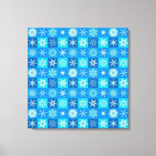Blue Snowflakes Patroon Canvas Afdruk (Voorkant)