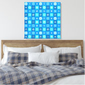 Blue Snowflakes Patroon Canvas Afdruk (Insitu (Slaapkamer))
