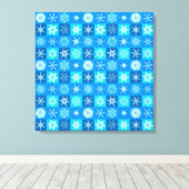 Blue Snowflakes Patroon Canvas Afdruk (Insitu (Houten vloer))