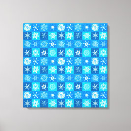 Blue Snowflakes Patroon Canvas Afdruk