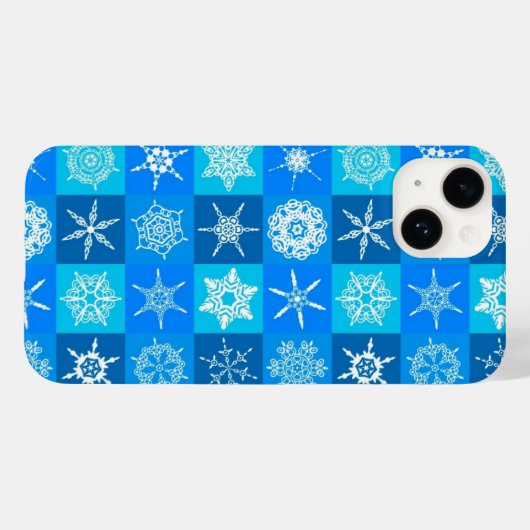 Blue Snowflakes Patroon Case-Mate iPhone Case (Achterkant (horizontaal))