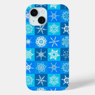 Blue Snowflakes Patroon iPhone 15 Case