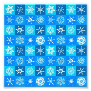 Blue Snowflakes Patroon Foto Afdruk