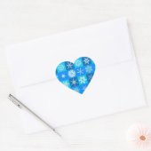 Blue Snowflakes Patroon Hart Sticker (Envelop)