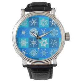 Blue Snowflakes Patroon Horloge