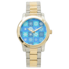 Blue Snowflakes Patroon Horloge
