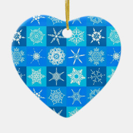 Blue Snowflakes Patroon Keramisch Ornament