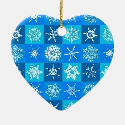 Blue Snowflakes Patroon Keramisch Ornament (Achterkant)