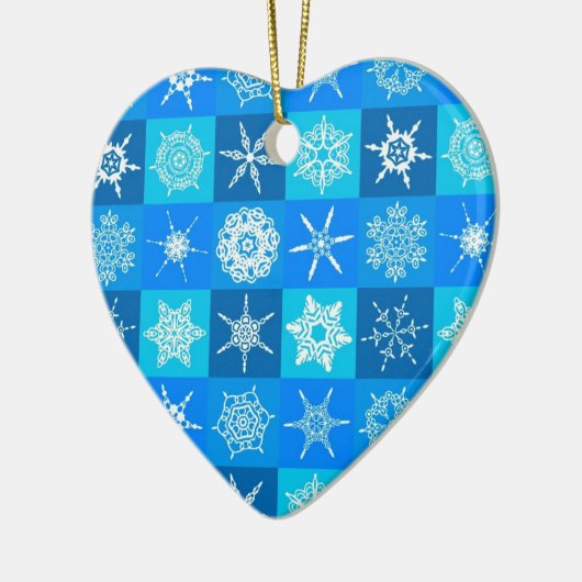 Blue Snowflakes Patroon Keramisch Ornament (Links)