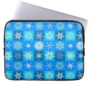 Blue Snowflakes Patroon Laptop Sleeve