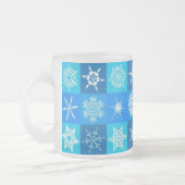 Blue Snowflakes Patroon Matglas Koffiemok (Links)