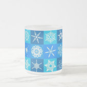 Blue Snowflakes Patroon Matglas Koffiemok (Center)