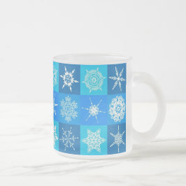 Blue Snowflakes Patroon Matglas Koffiemok